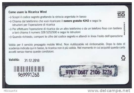 S1117 Ricarica WIND PIENO SMS BENZINA - Eur 5 Scad. 31.12.2010 (piega) - Schede GSM, Prepagate & Ricariche