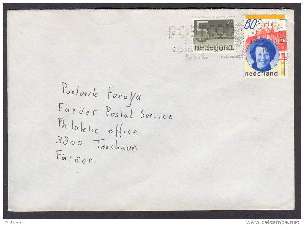 Netherlands Eindhoven Deluxe Postcode Commercial Cancel 1981 To Faroe Islands Queen Beatrix - Covers & Documents