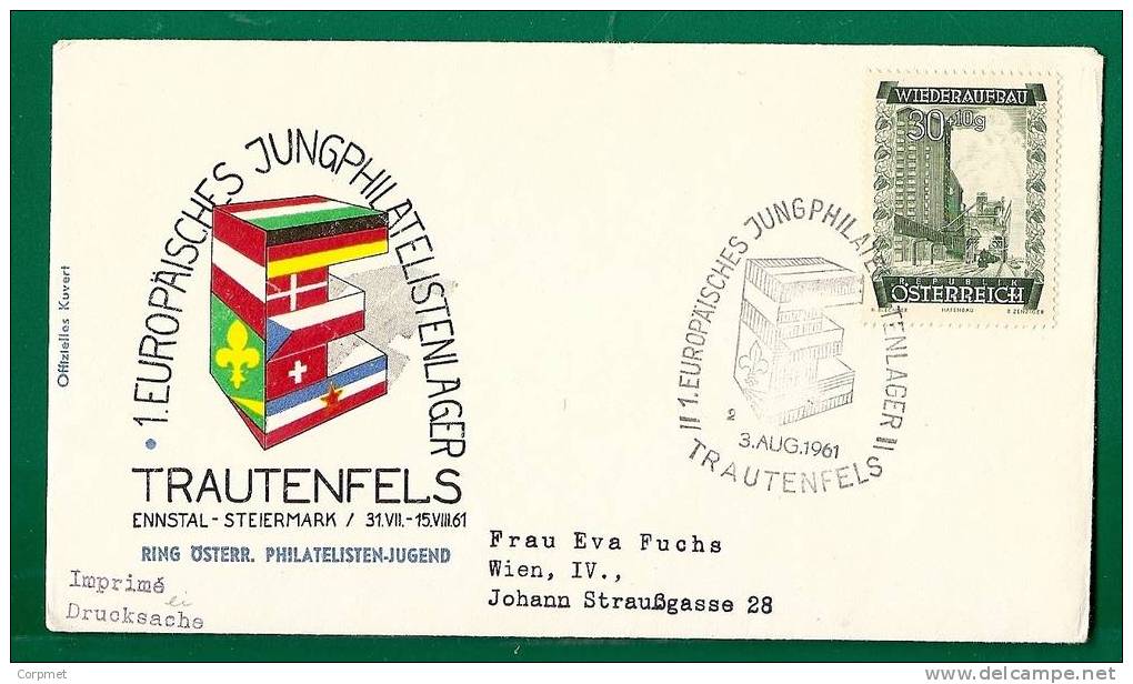 AUSTRIA - COMM COVER EUROPA - EUROPAISCHES JUNGPHILATELISTEN LAGER COMM 1961 COVER Tied By Yvert # 714 - PORTS - Brieven En Documenten