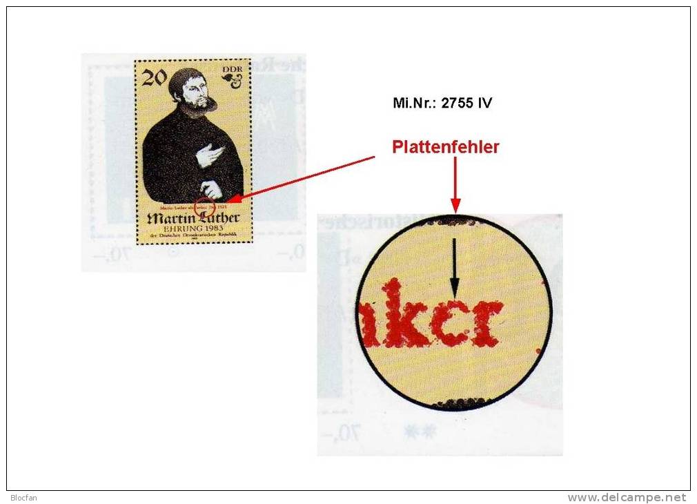 4 Kleinbogen I-IV Martin Luther Mit 4 X PF DDR 2755, 4 - Block + KB O 40€ - Religion
