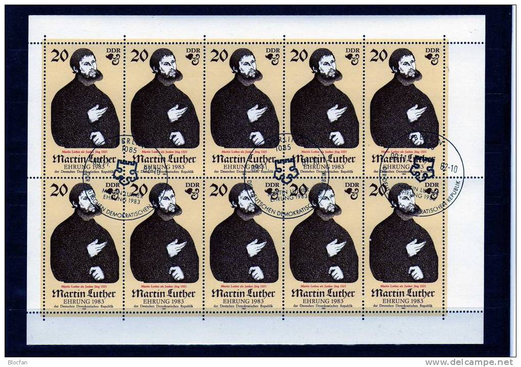 4 Kleinbogen I-IV Martin Luther Mit 4 X PF DDR 2755, 4 - Block + KB O 40€ - Religious