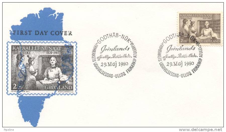 Greenland FDC 29.5.1980 150th Anniversary Of Public Libraries  With Cachet - Sonstige & Ohne Zuordnung