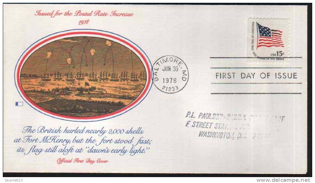 Fdc Usa 1978 Drapeaux Fort McHenry Booklet Version - Covers