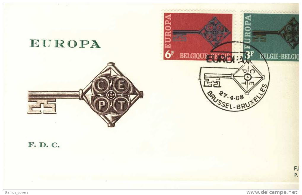 BELGIUM FDC MICHEL 1511/12 EUROPA 1968 - 1968