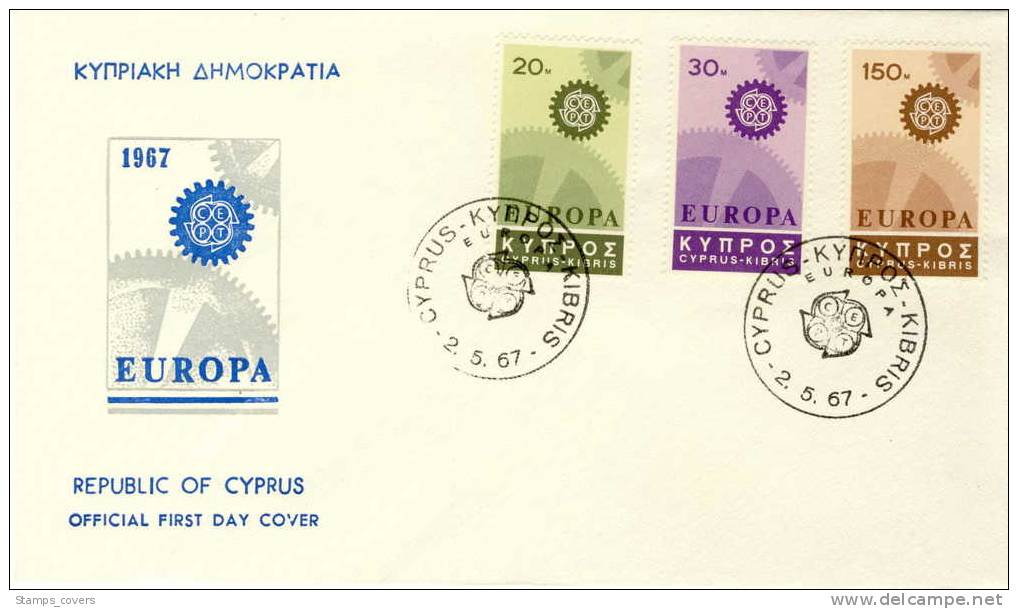 CYPRUS FDC MICHEL 292/94 EUROPA 1967 - 1967