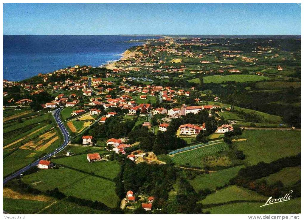 CPSM. GUETHARY. VUE GENERALE. ( VUE AERIENNE DE M. LE COLLEN ). - Guethary