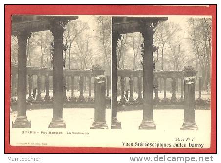 CARTE STEREOSCOPIQUES JULIEN DAMOY PARIS PARC MONCEAU - Stereoskopie