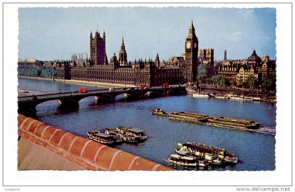 OLD FOREIGN 1935 - UNITED KINGDOM - ENGLAND - HOUSES OF PARLIAMENT , LONDON BUS - Houses Of Parliament