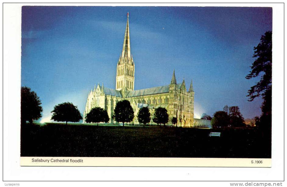 OLD FOREIGN 1940 - UNITED KINGDOM - ENGLAND - SAILISBURY CATHEDRAL FLOODLIT - Salisbury