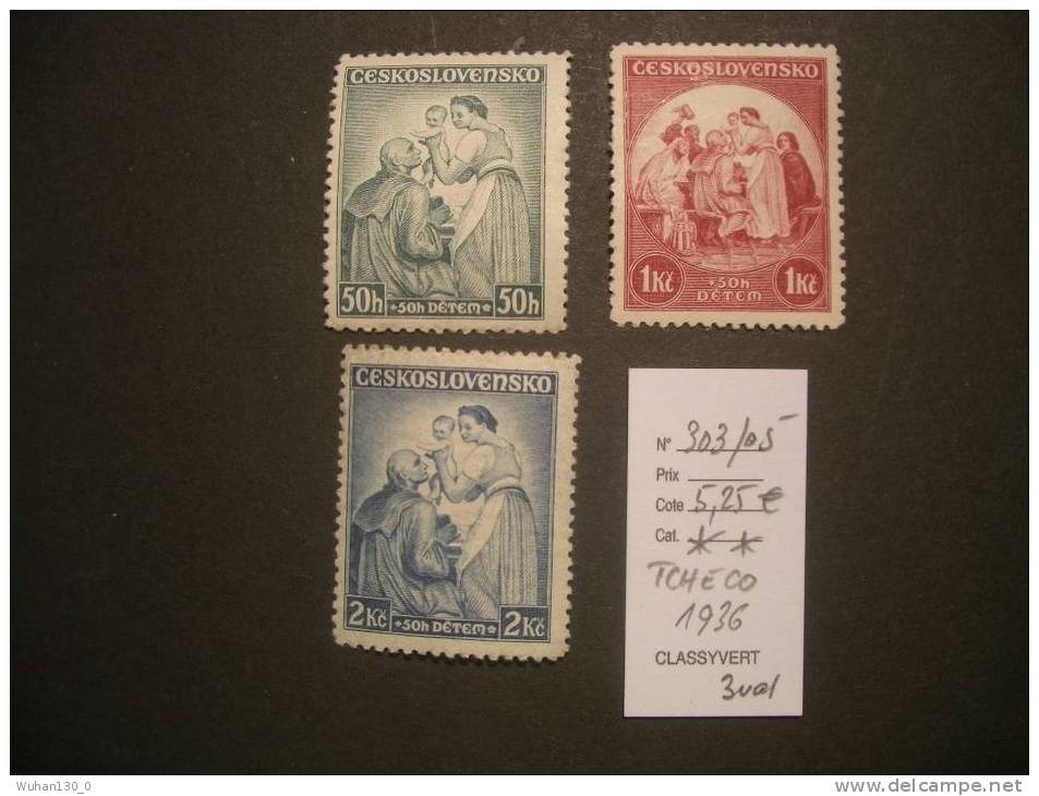 TCHECOSLOVAQUIE  *  *  De  1936  "  Au Profit De L' Enfance   "   3 Val - Unused Stamps