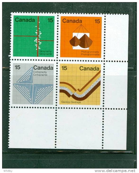 1973 15 Cent  Earth Sciences Issue  #585a MNH Block Of 4 - Neufs