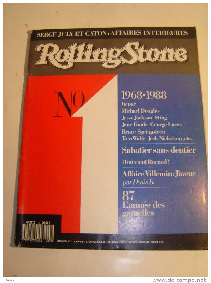 REVUE / ROLLING STONE N° 1 DE 1988 / N° SPECIAL 1968 A 1988  / TRES BEL ETAT - Musik