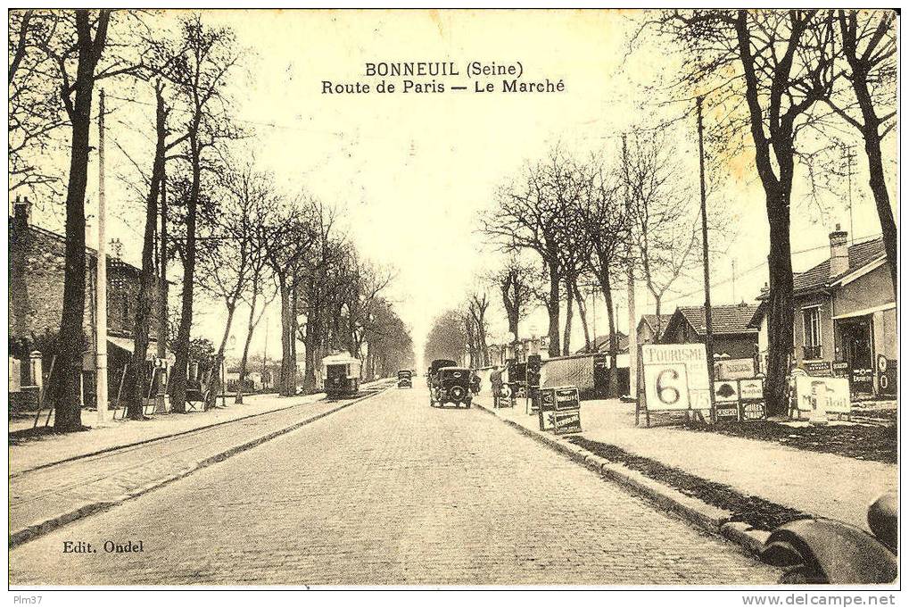 BONNEUIL - Route De Paris - Le Marché - Circulé 1952 - Bonneuil Sur Marne