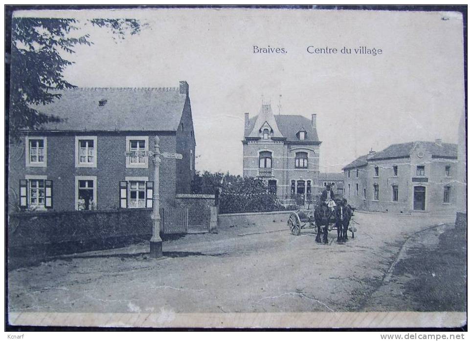 CP De BRAIVES " Centre Du Village " ( Attelage Avec Chevaux ) . - Braives