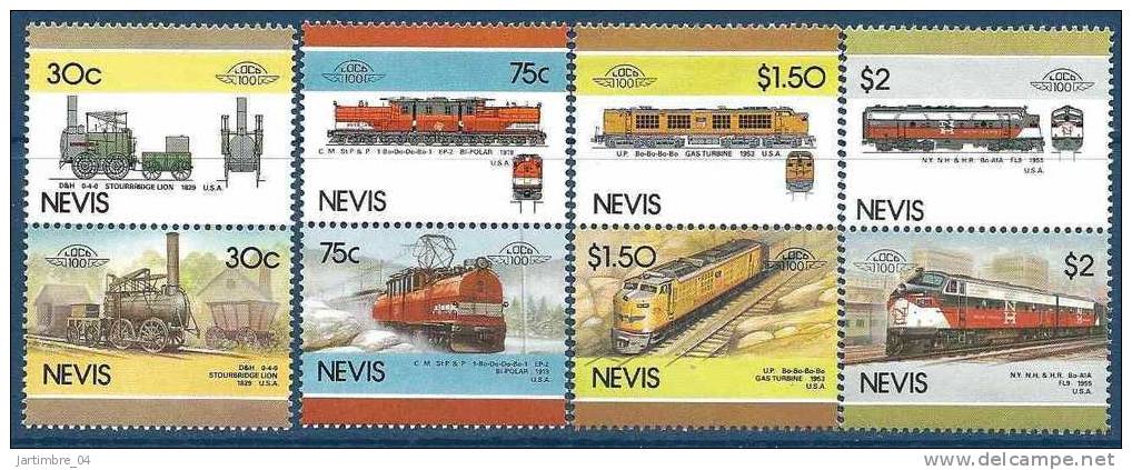1986 NEVIS 353-60** Trains 5 - St.Kitts Und Nevis ( 1983-...)