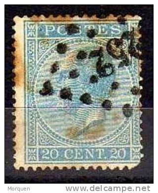 Belgica Num 18. Parrilla Numeral 252 - 1865-1866 Profile Left
