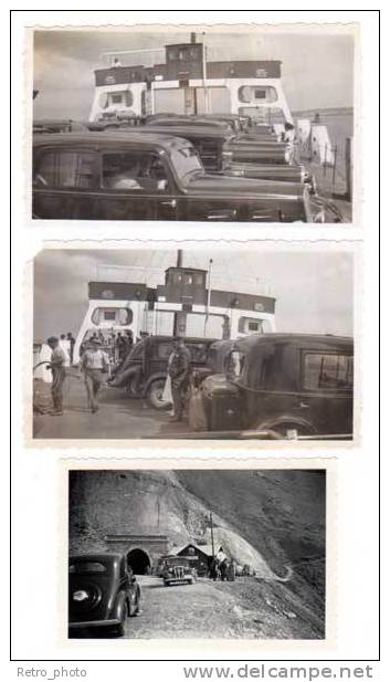 3 Photos Automobile , St-Malo 1935 ( Bac ) + Entrée D'un Tunnel - Automobiles