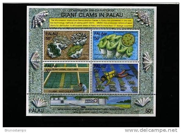 PALAU - 1991  GIANT CLAMS  IN PALAU MS  MINT NH - Palau