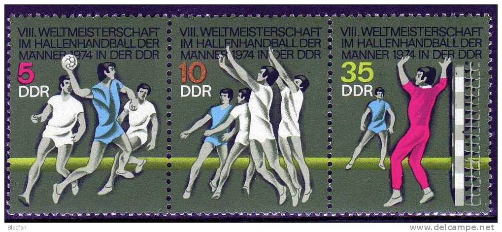 Handball WM Der Männer DDR 1928/0 Plus ZD - Streifen  ** 3€ - Balonmano