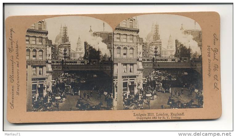 England London Ludgate Hill 1901 FOTO STEREOVIEW - Stereoskopie