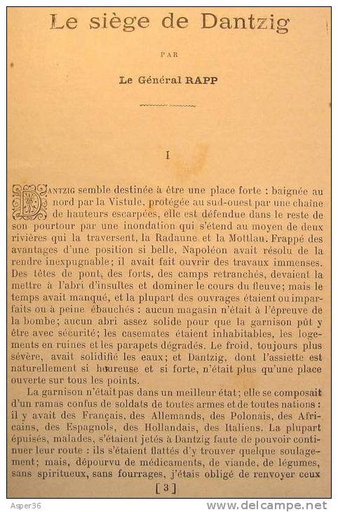 Bibliotheque Récits Militaires "Le Siège De Dantzig" Général Rapp 1896 - 1801-1900
