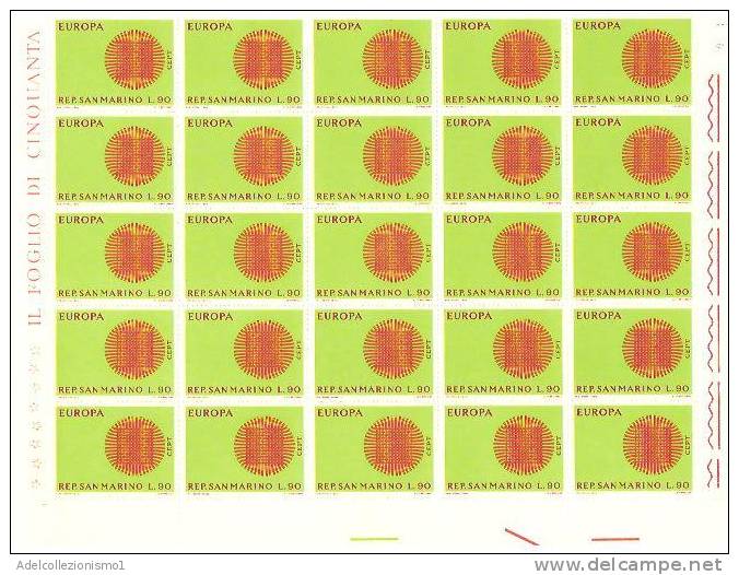 17)SERIE EUROPA UNITA DEL 1970  2 Valori - IN Blocchi Di 25 Francobolli NUOVI DI SAN MARINO - Unused Stamps