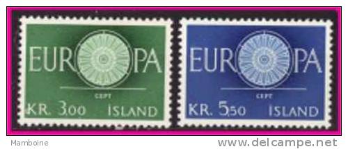 Islande  EUROPA  1960  N 301  à 302  Neuf  X X Serie Compl. - 1960