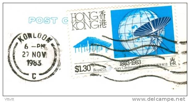 CHINE (HONG-KONG) : A Bird´s Eye View Of Singapore (circulée) Timbre (1983), Stamp, Terre, Parabole, Radar - Storia Postale