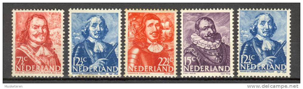 Netherlands 1943 Naval Heros Seehelden Admirals Admiralen De Ruyter Tromp Hein Evertsen - Unused Stamps