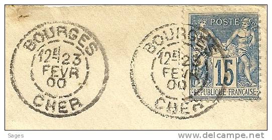 Lettre SAGE, BOURGES, CHER  ! - 1877-1920: Periodo Semi Moderno