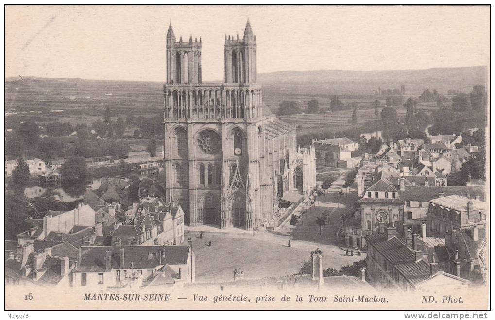 Cpa Du 78 - Mantes Sur Seine - Vue Générale De La Tour Saint Maclou - Mantes La Ville