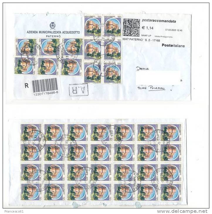 862) 2003 Castelli £70 Multiplix X 40 + TP Label RRR - 2001-10: Storia Postale