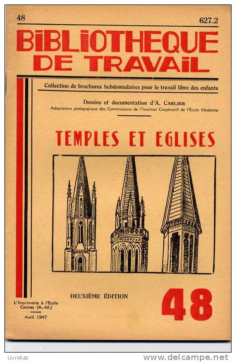 BT N°48 (1947) : Temples Et églises. Bibliothèque De Travail. Freinet. - 6-12 Years Old