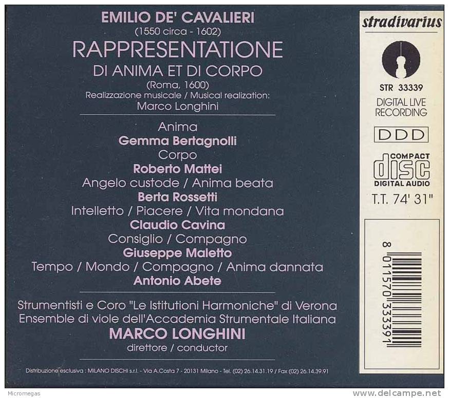 Cavalieri : Rappresentatione Di Anima E Di Corpo, Longhini - Opéra & Opérette