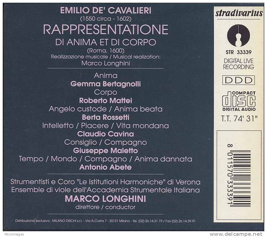 Cavalieri : Rappresentatione Di Anima E Di Corpo, Longhini - Oper & Operette
