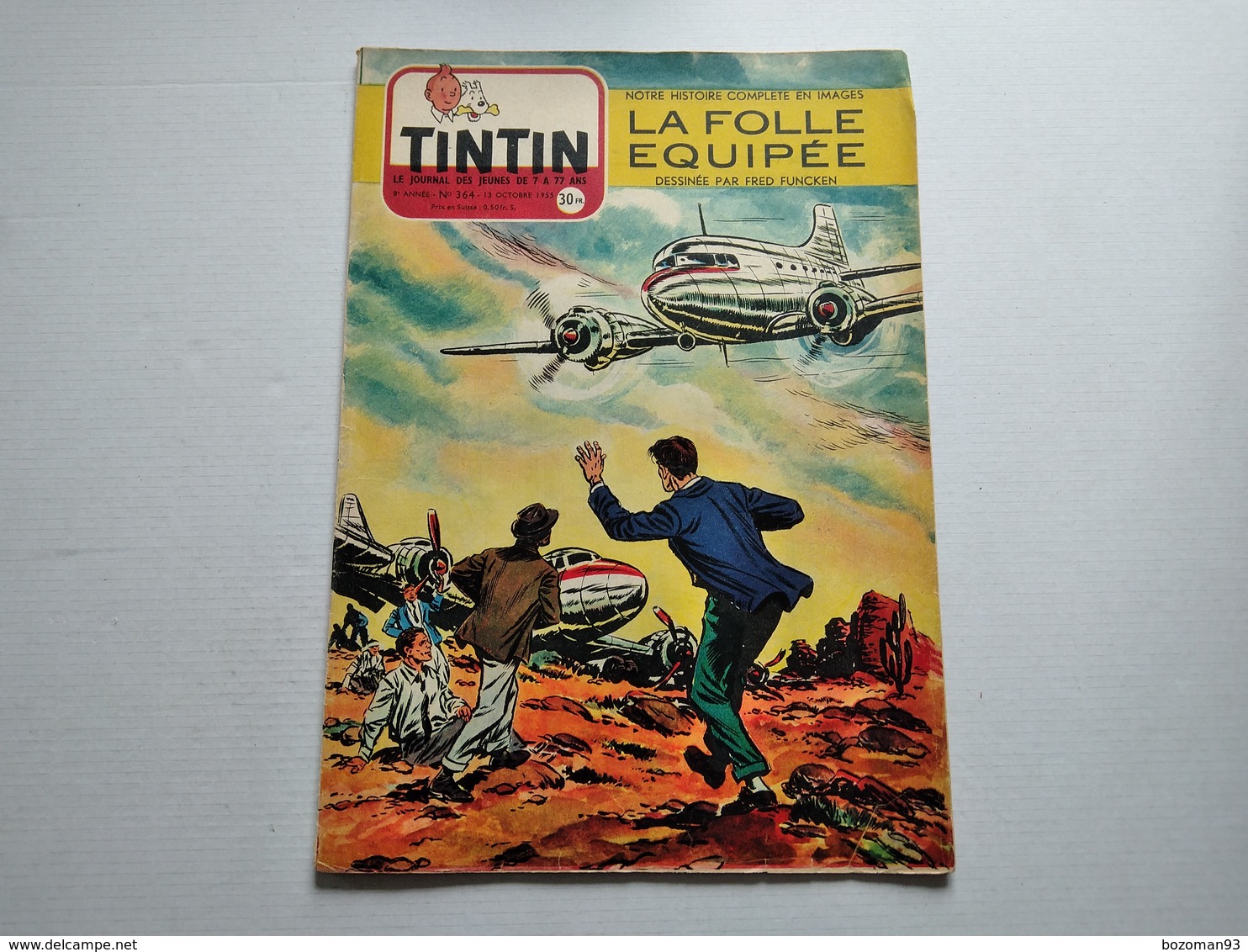 TINTIN N° 364 COUVERTURE FRED FUNCKEN ( LA FOLLE EQUIPEE Histoire De 4 Pages Inédite) - Tintin