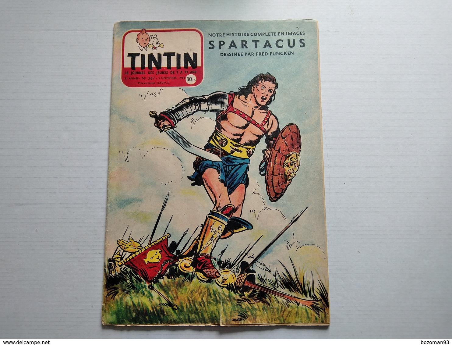 TINTIN N° 367 COUVERTURE DE FRED FUNCKEN ( SPARTACUS Histoire De 4 Pages Inédite) - Tintin