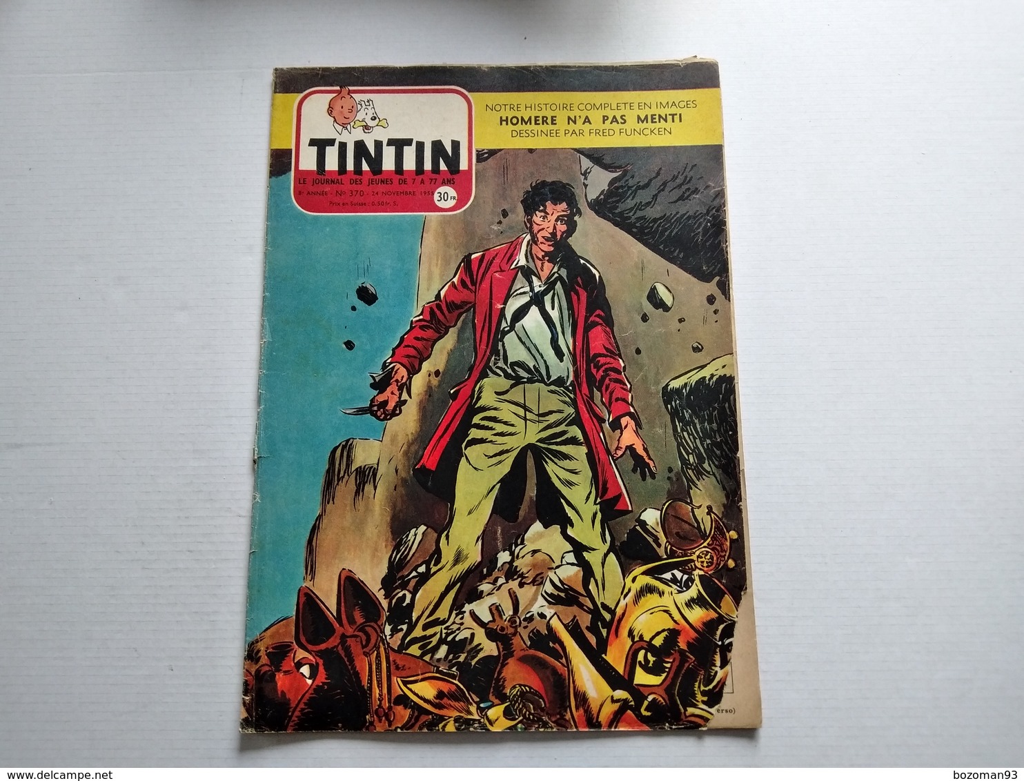 TINTIN N° 370 COUVERTURE DE FRED FUNCKEN + SCHLIEMANN DECOUVRE  TROIE ( Histoire De 4 Pages Inédite) N° CHARNIERE - Tintin