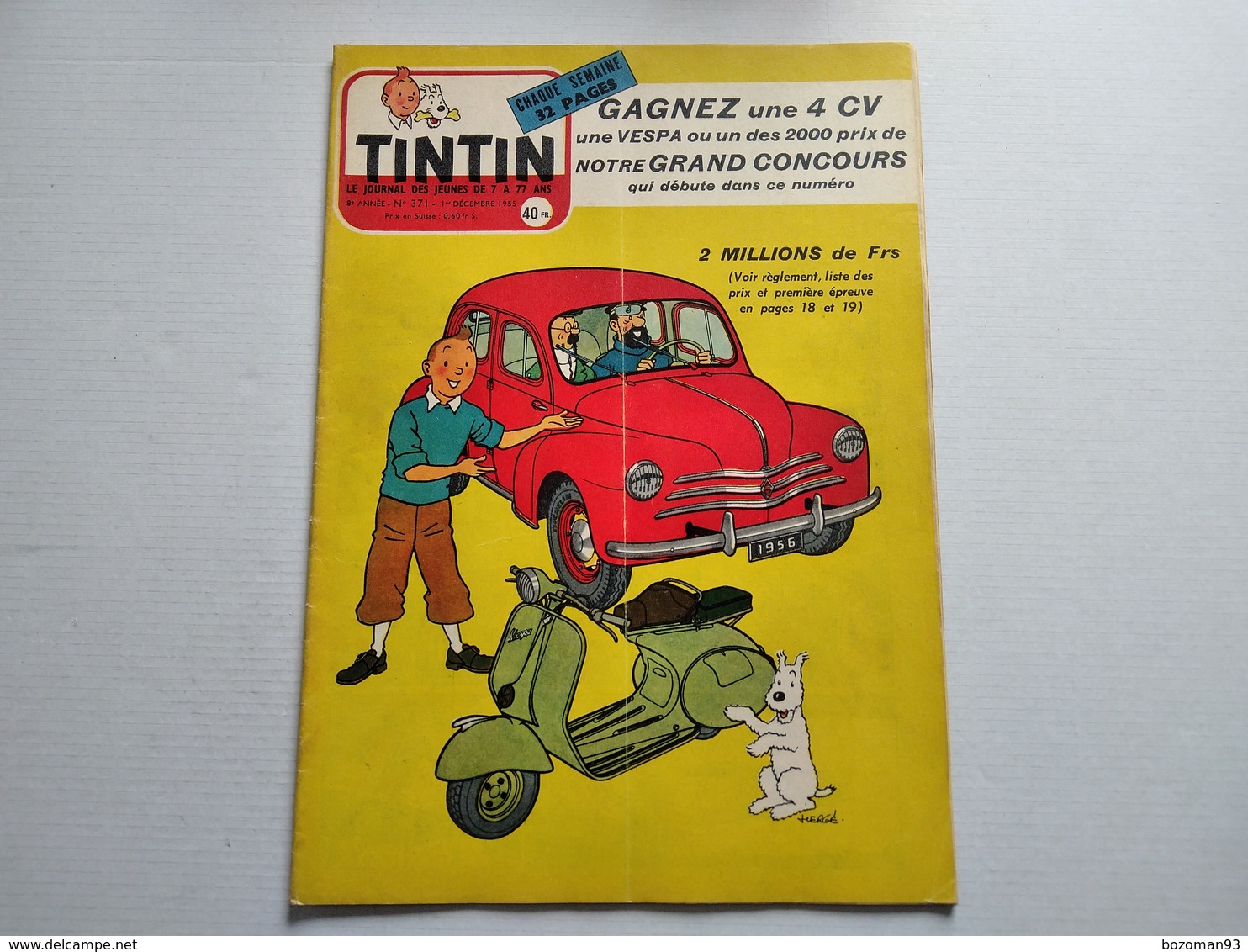 TINTIN N° 371 COUVERTURE DE HERGE LE PLUS RARE DES N° (CHARLES  LINDBERGH Histoire De 4 Pages Inédite) - Tintin