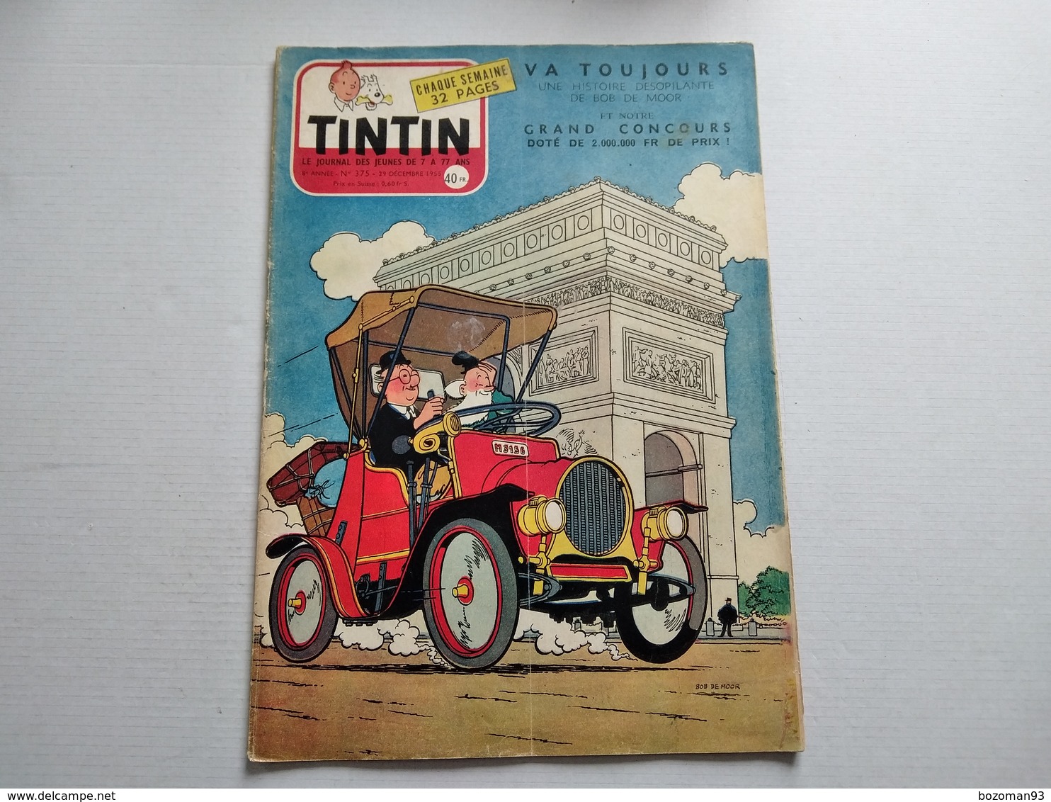 TINTIN N° 375 COUVERTURE DE BOB DE MOOR  ( MR TRIC VA TOUJOURS Histoire De 4 Pages Inédite) - Tintin