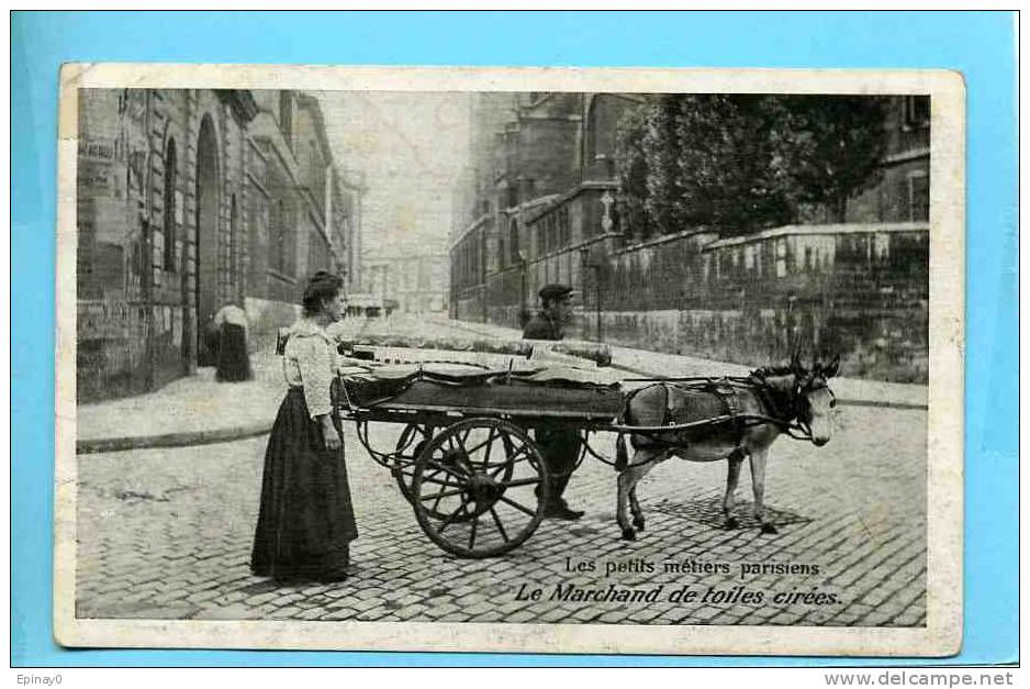 B - 75 - PARIS - LES PETITS METIERS PARISIENS - METIER - édit. Laas Pecaud - Marchand De Toiles Cirées - Ane - Mulet - Petits Métiers à Paris