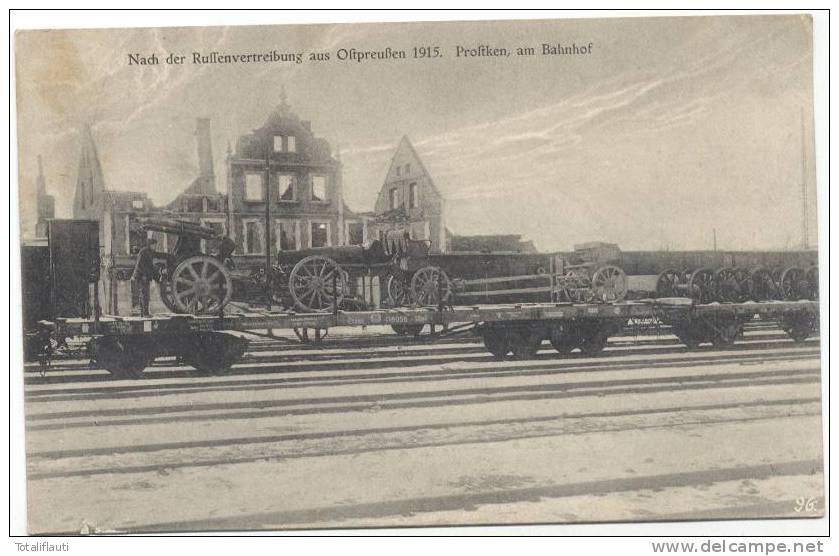 Prostken Bahnhof Nach Russenvertreibung A Ostpreußen 1915 Prostki Güter Zug Artillerie E&#322;cki Feldpost 18.5.1915 - Ostpreussen