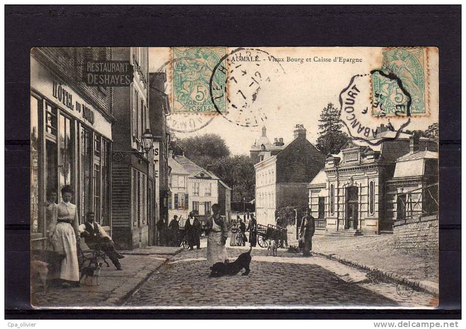 76 AUMALE Vieux Bourg, Caisse D'Epargne, Banque, Bien Animée, Hotel Du Nord, Ed BG, 1905 - Aumale