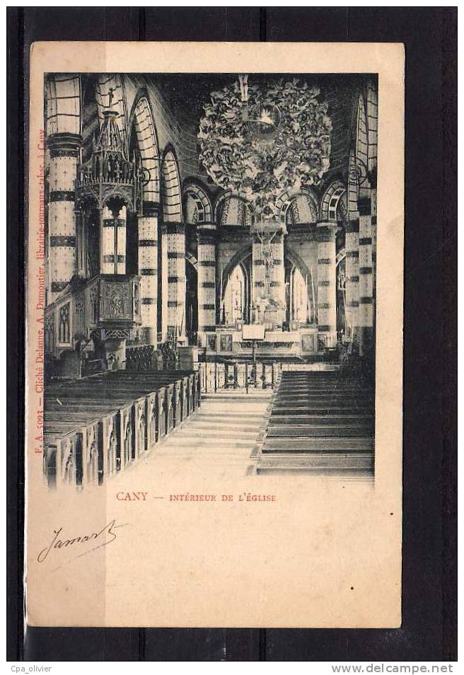 76 CANY BARVILLE Eglise, Intérieur, Ed Dumontier FA 5093, 1904, Dos 1900 - Cany Barville