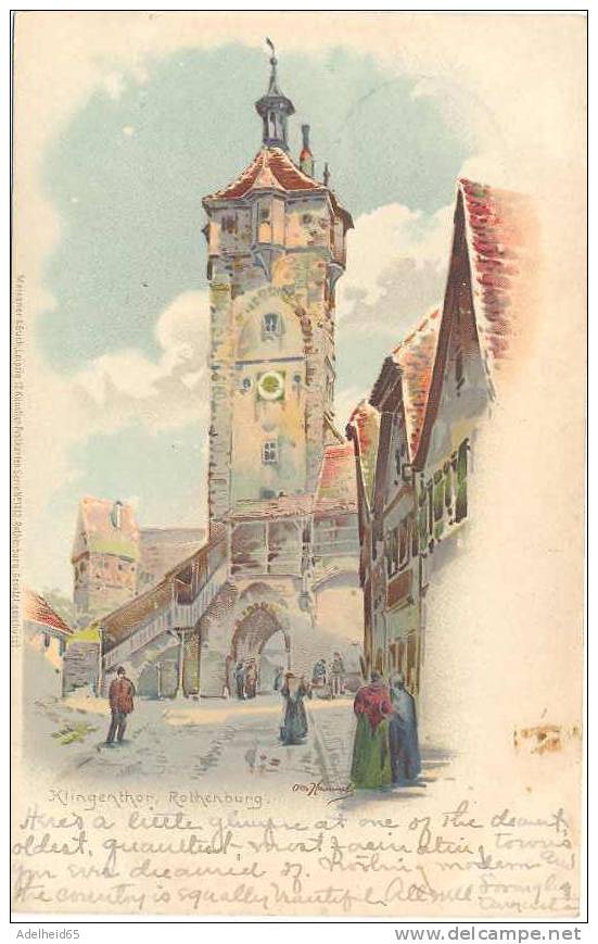 Aquarell Rothenburg Ob Der Tauer Klingenthor (Klingentor) 1906 - Ansbach