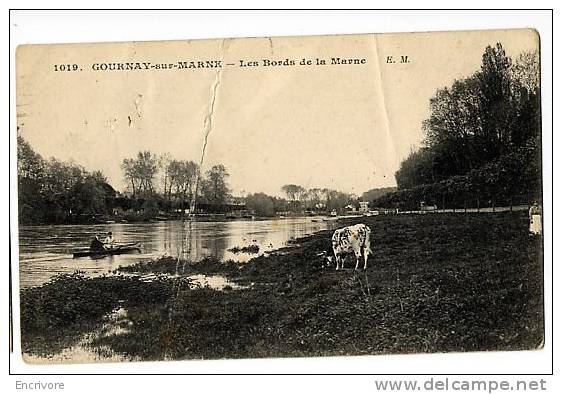 Cpa GOURNAY Sur MARNE Les Bords De La Marne -canotage - Vache Et Femme Dans Le Pre -EM 1019 - Gournay Sur Marne