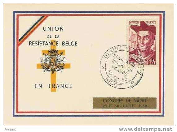 Carte Maximum,Maxi Cards,Union De La Résistance Belge En France - Bolli Commemorativi