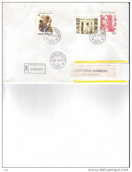 VATICANO 1988 - Busta  Raccomandata   FDC -   Sassone  831 + 841 + 842 - Storia Postale