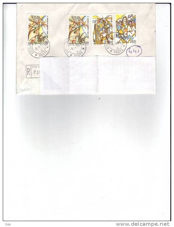 VATICANO 1990 - Busta  Raccomandata   FDC -   Sassone  876/8 + 876 - Cartas & Documentos