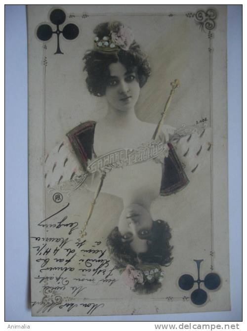 Surrealisme Carte A Jouer Actrice Saharet Dame De Trefle - Playing Cards